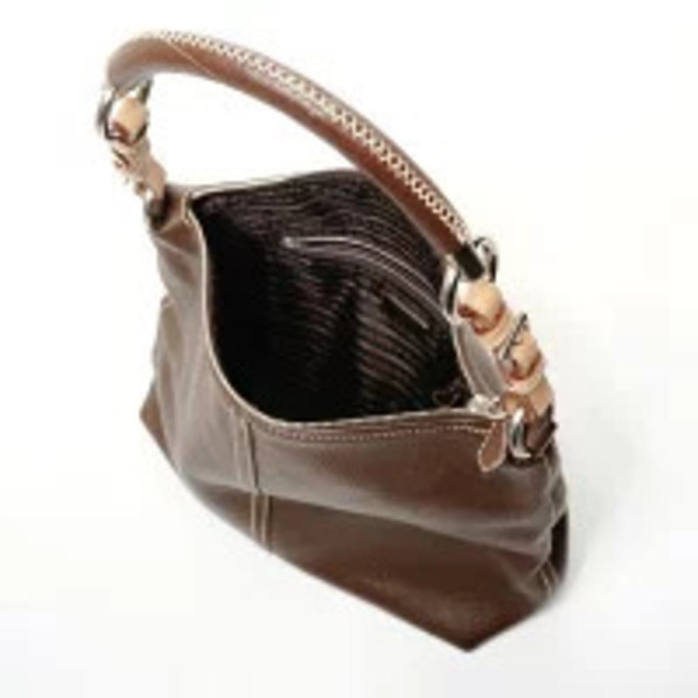 Prada Leather One Shoulder Hobo Bag Brown - Picture 10 of 11